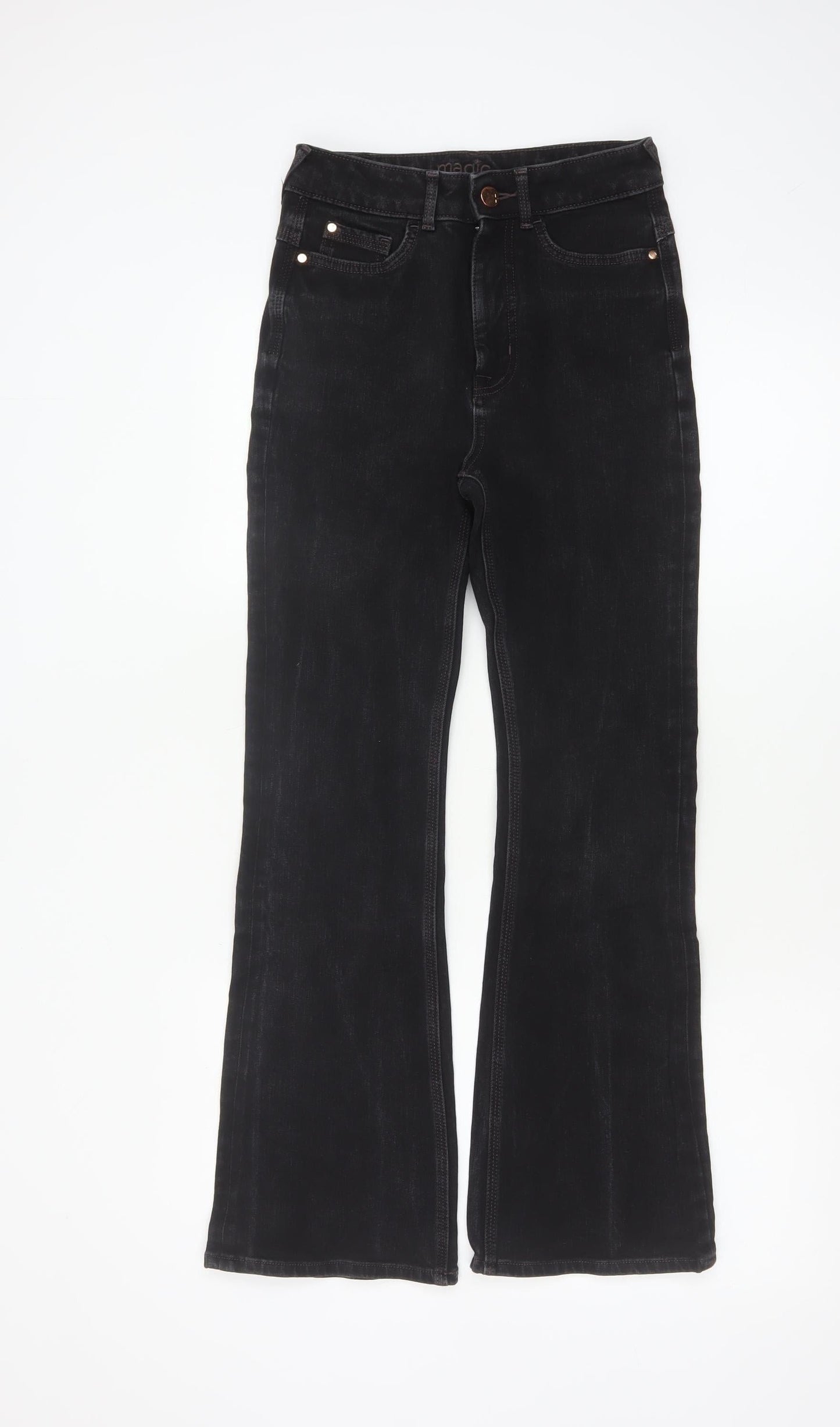 Marks & Spencer Women Black UK 8 Short Bootcut Stretch Magic Shaping Jeans