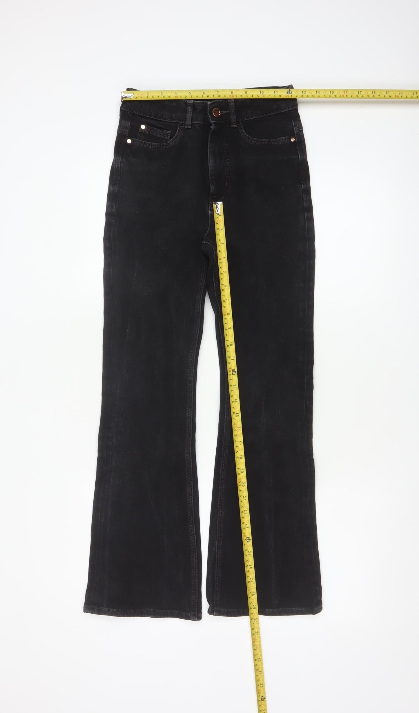 Marks & Spencer Women Black UK 8 Short Bootcut Stretch Magic Shaping Jeans