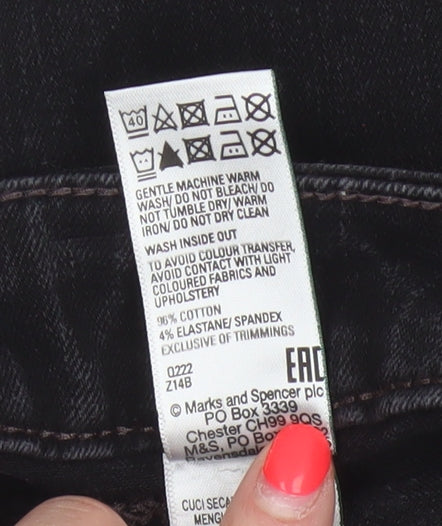 Marks & Spencer Women Black UK 8 Short Bootcut Stretch Magic Shaping Jeans