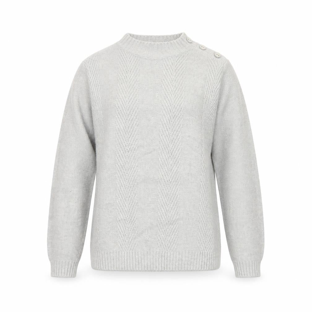 Honor Millburn Women Grey S Cable Knit Button Shoulder Pullover Jumper
