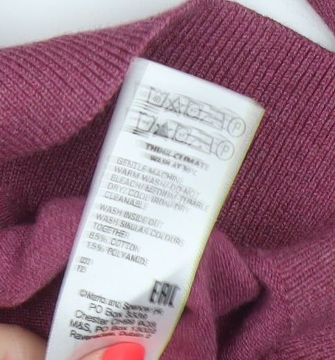 Marks & Spencer Men’s Pink L Cotton Rich 1/4 Zip Collared Jumper