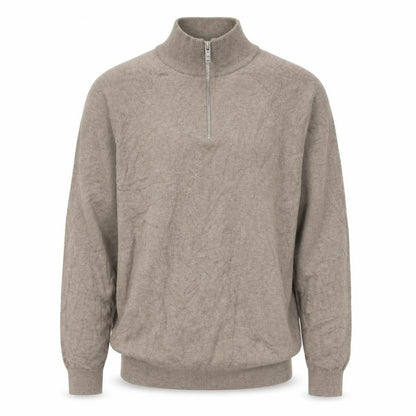 Marks & Spencer Men's Beige S Cable Knit 1/2 Zip High Neck Jumper