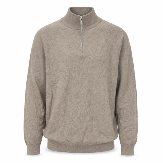 Marks & Spencer Men's Beige S Cable Knit 1/2 Zip High Neck Jumper