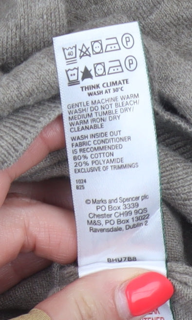 Marks & Spencer Men's Beige S Cable Knit 1/2 Zip High Neck Jumper