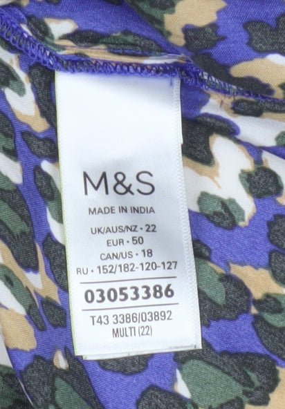 Marks & Spencer Women Multicoloured Leopard Print Blouse UK 22