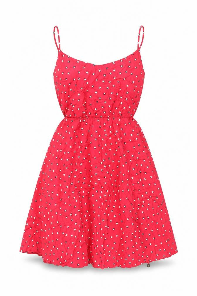 New Look Women’s Red Heart Print Long Fit & Flare Dress UK 14
