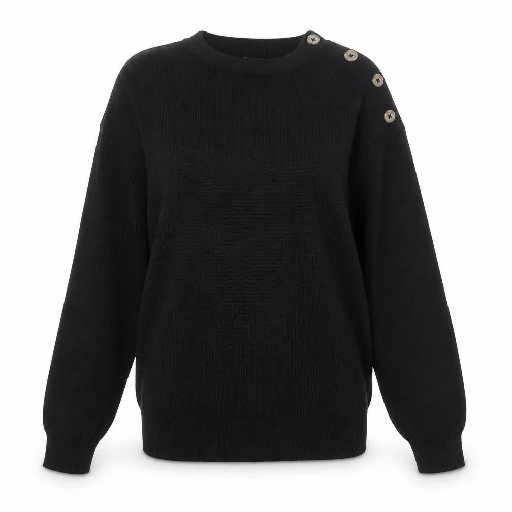 Marks & Spencer Women Black Size S Button Shoulder Knit Jumper