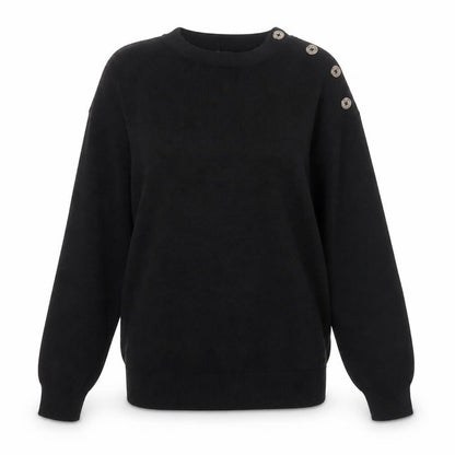 Marks & Spencer Women Black Size S Button Shoulder Knit Jumper