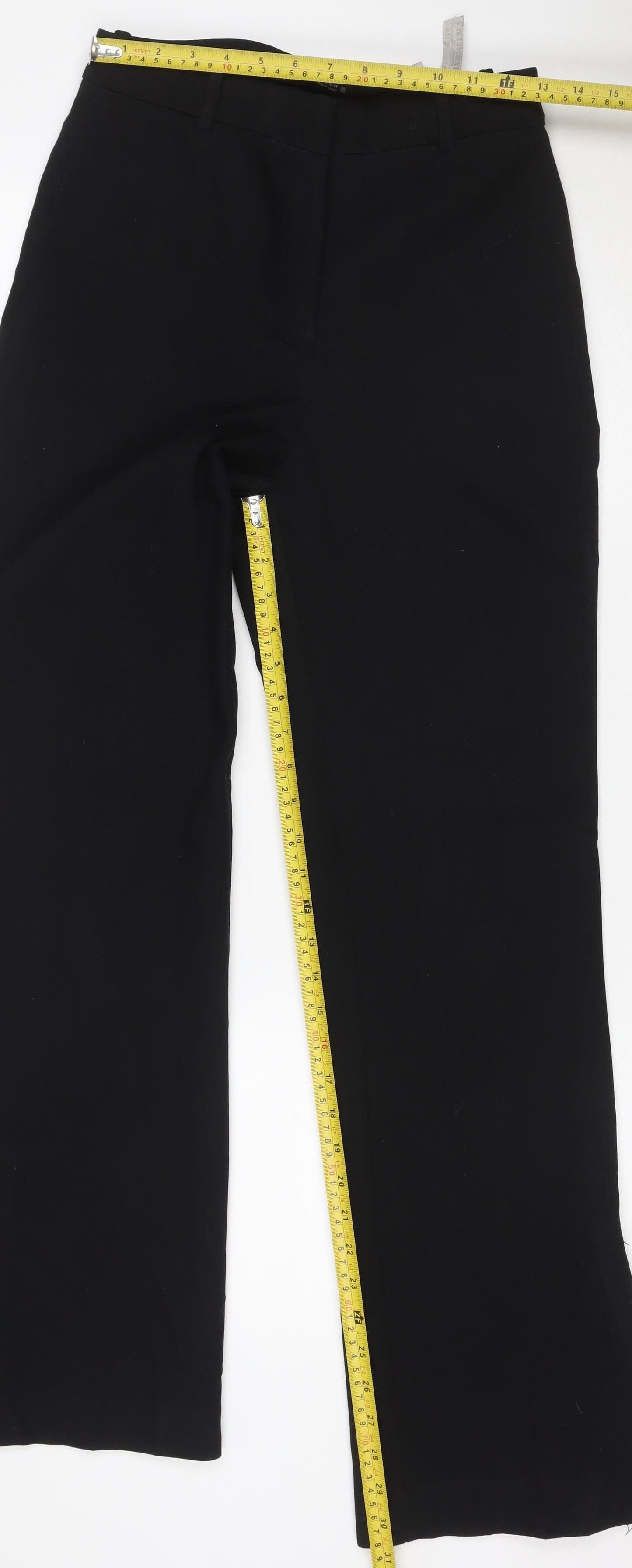 Zara Women Black UK 8 Straight Leg Stretch Tailored Trousers Workwear