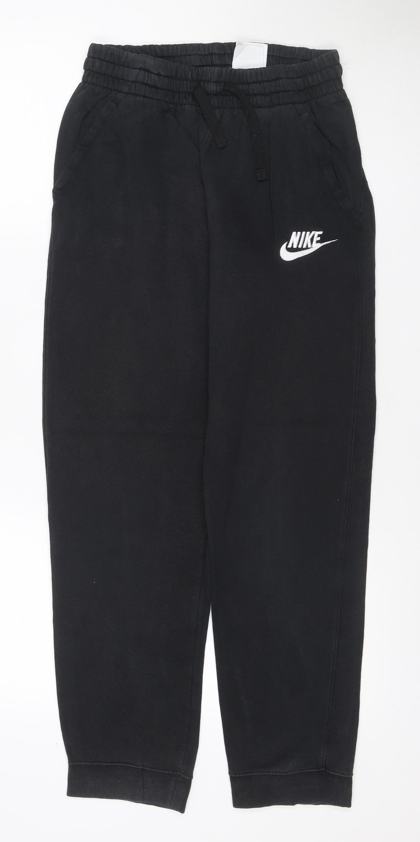 Nike Boys Black 158 Jogger Sweatpants Cotton Blend Drawstring Logo