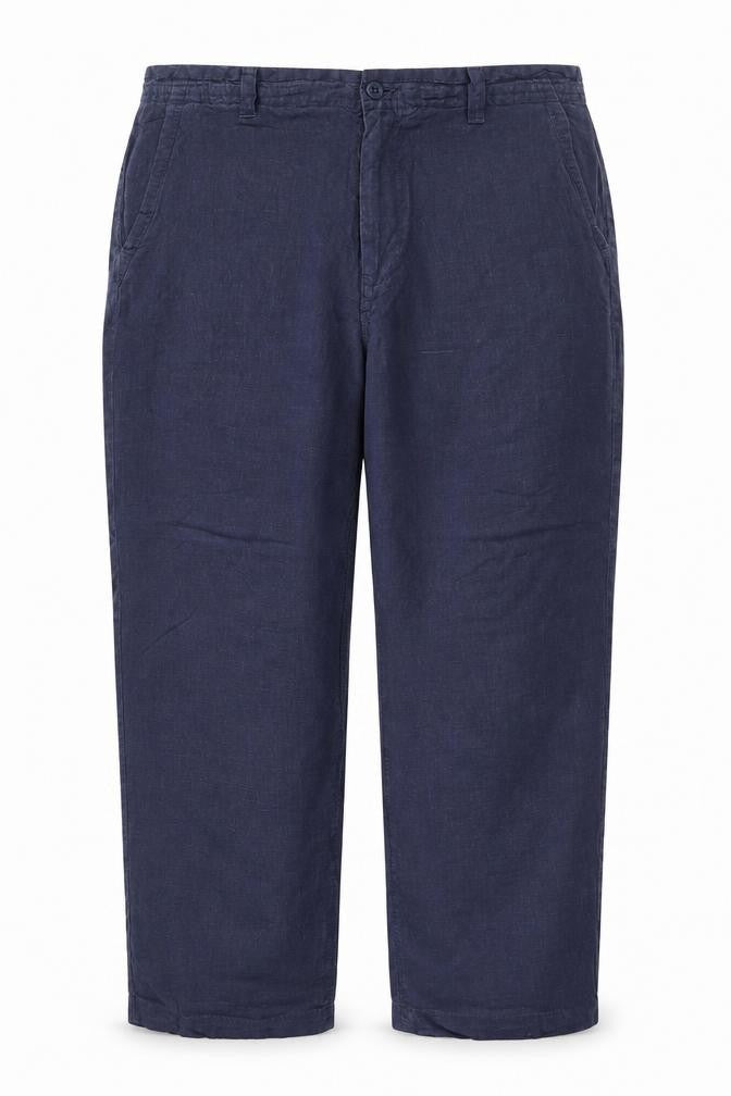 Marks & Spencer Women’s Blue Linen Straight Trousers UK 16 34W 29L