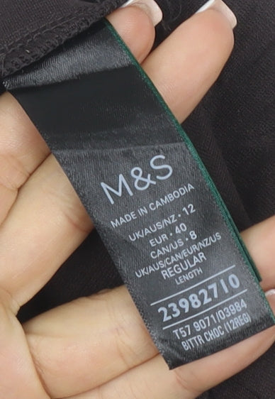 Marks & Spencer Women's Black UK 12 Regular Faux Leather Panel Leggings