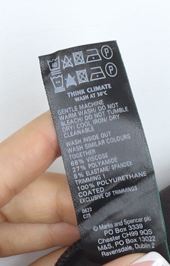 Marks & Spencer Women's Black UK 12 Regular Faux Leather Panel Leggings