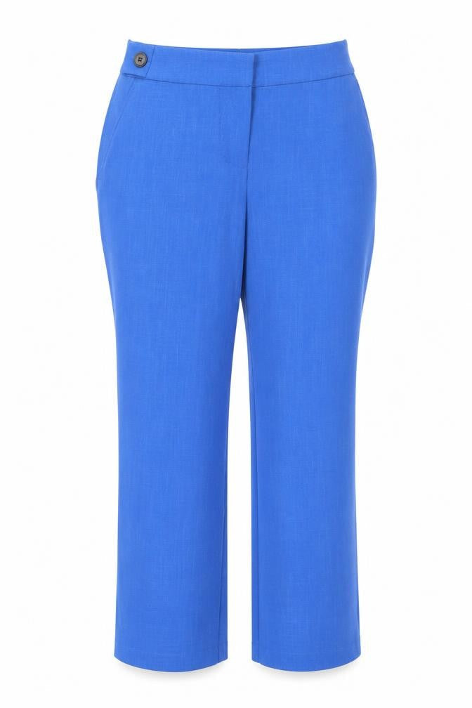 Next Women’s Blue Linen Blend Tailored Straight Trousers UK 12
