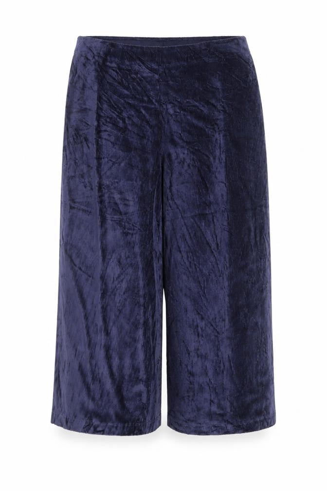 Marks & Spencer Collection Women’s Navy Blue Velvet Trousers UK 22 Short Stretch