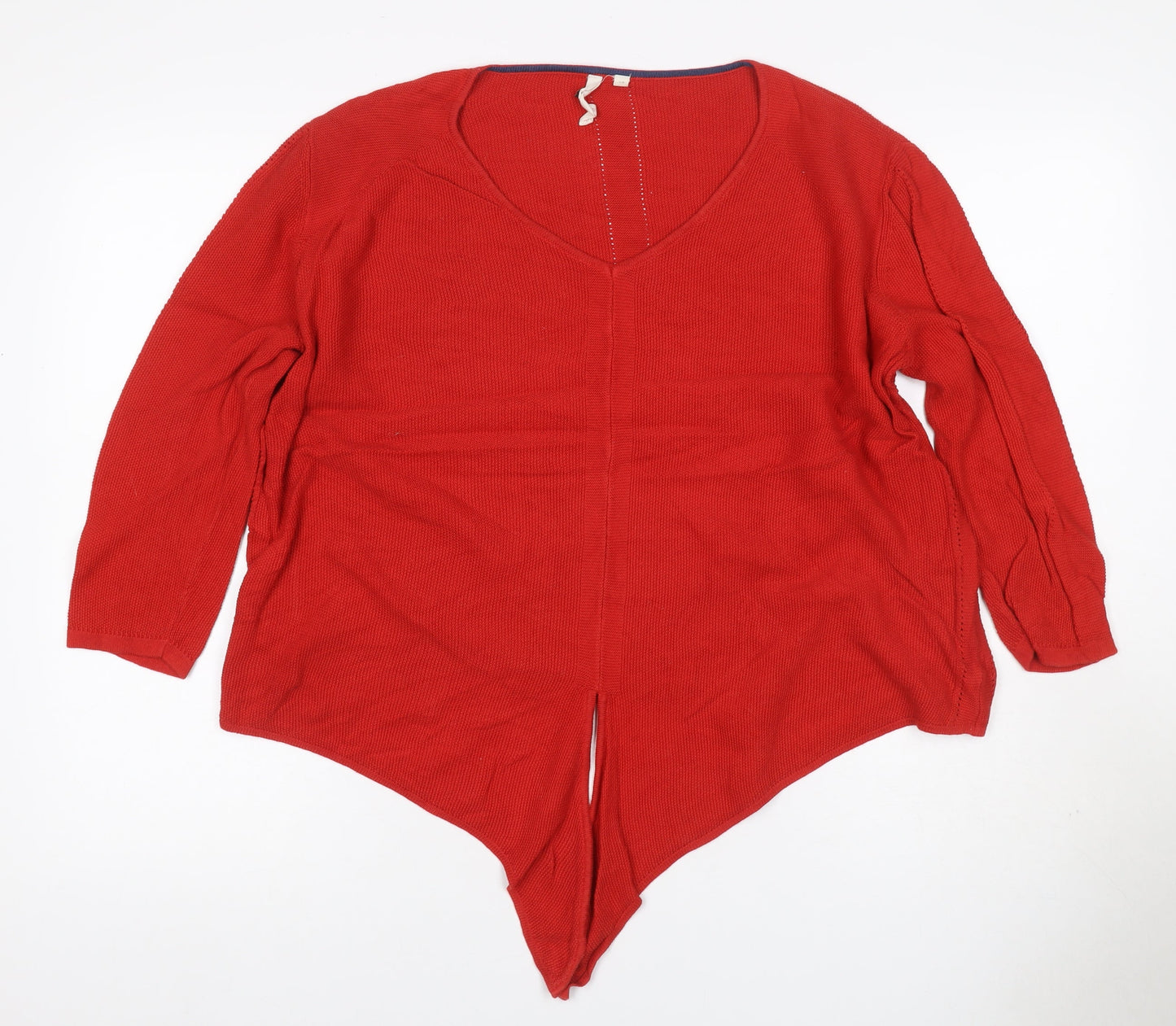 White Stuff Women Red UK 12 V-Neck Cotton Knit Pullover Jumper