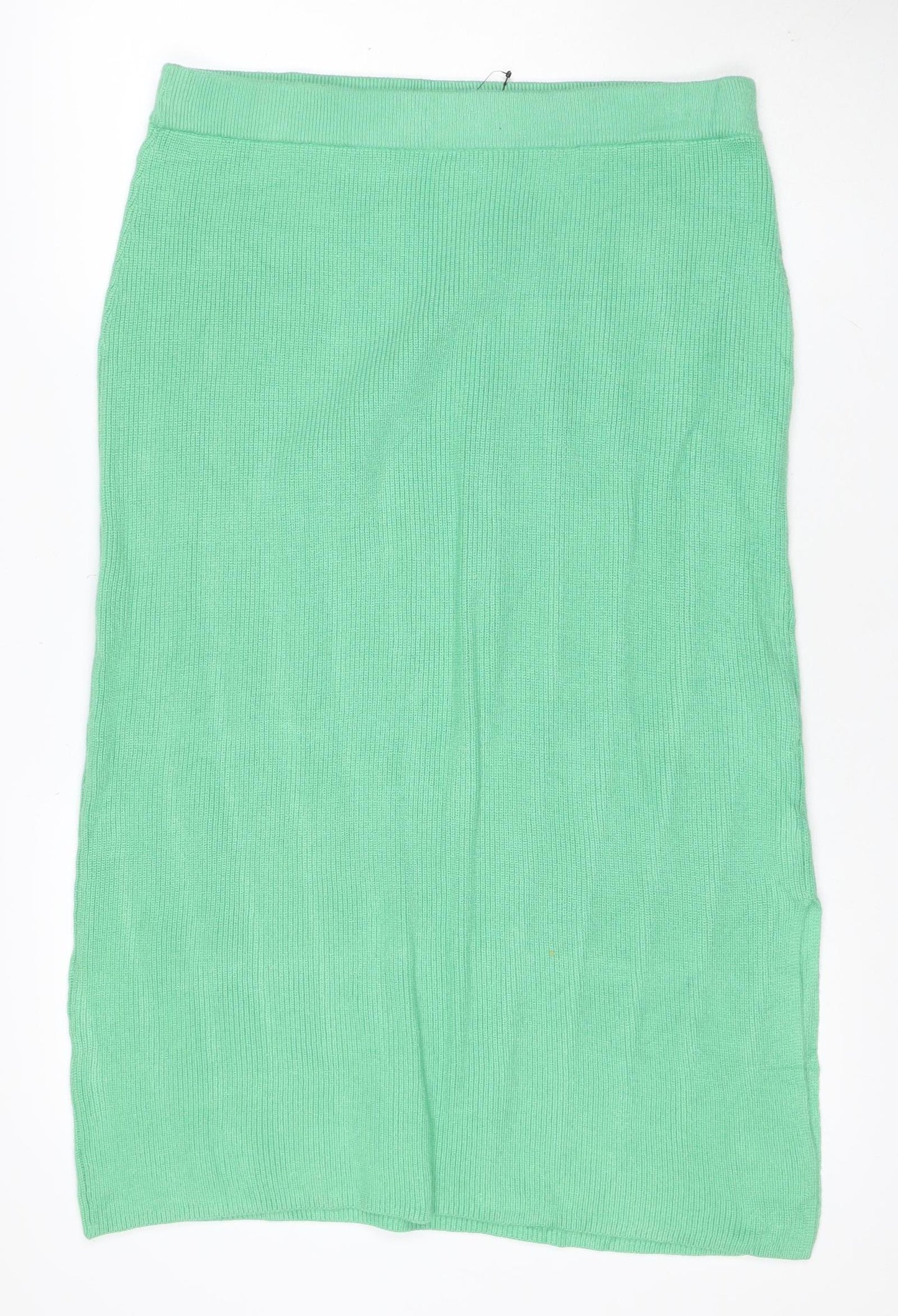 M&S Collection Women Green L Knit Straight Pencil Mini Skirt