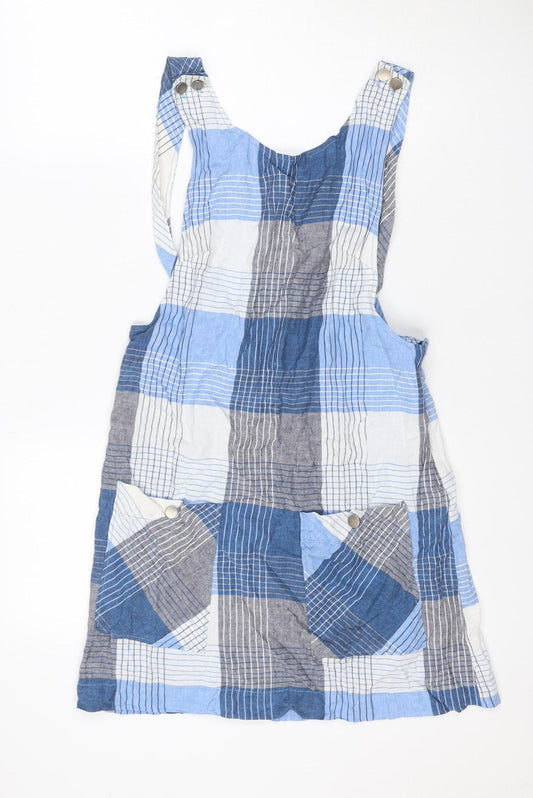 Urban Outfitters Women Blue Check Pinafore Dress S Petite