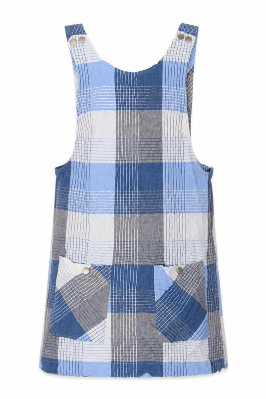 Urban Outfitters Women Blue Check Pinafore Dress S Petite