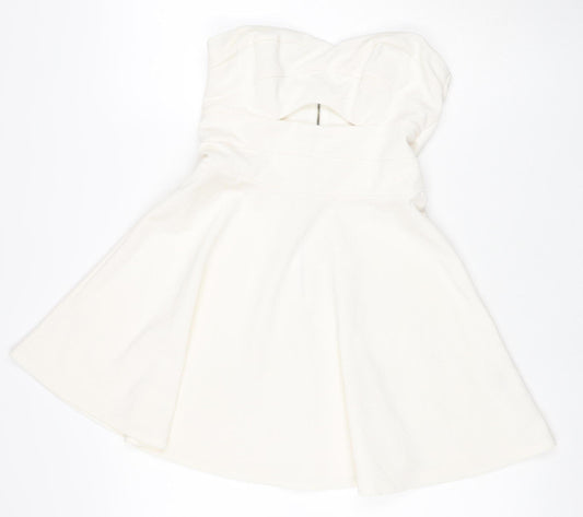 Aniye By Women Ivory UK 10 One Shoulder Fit & Flare Mini Dress