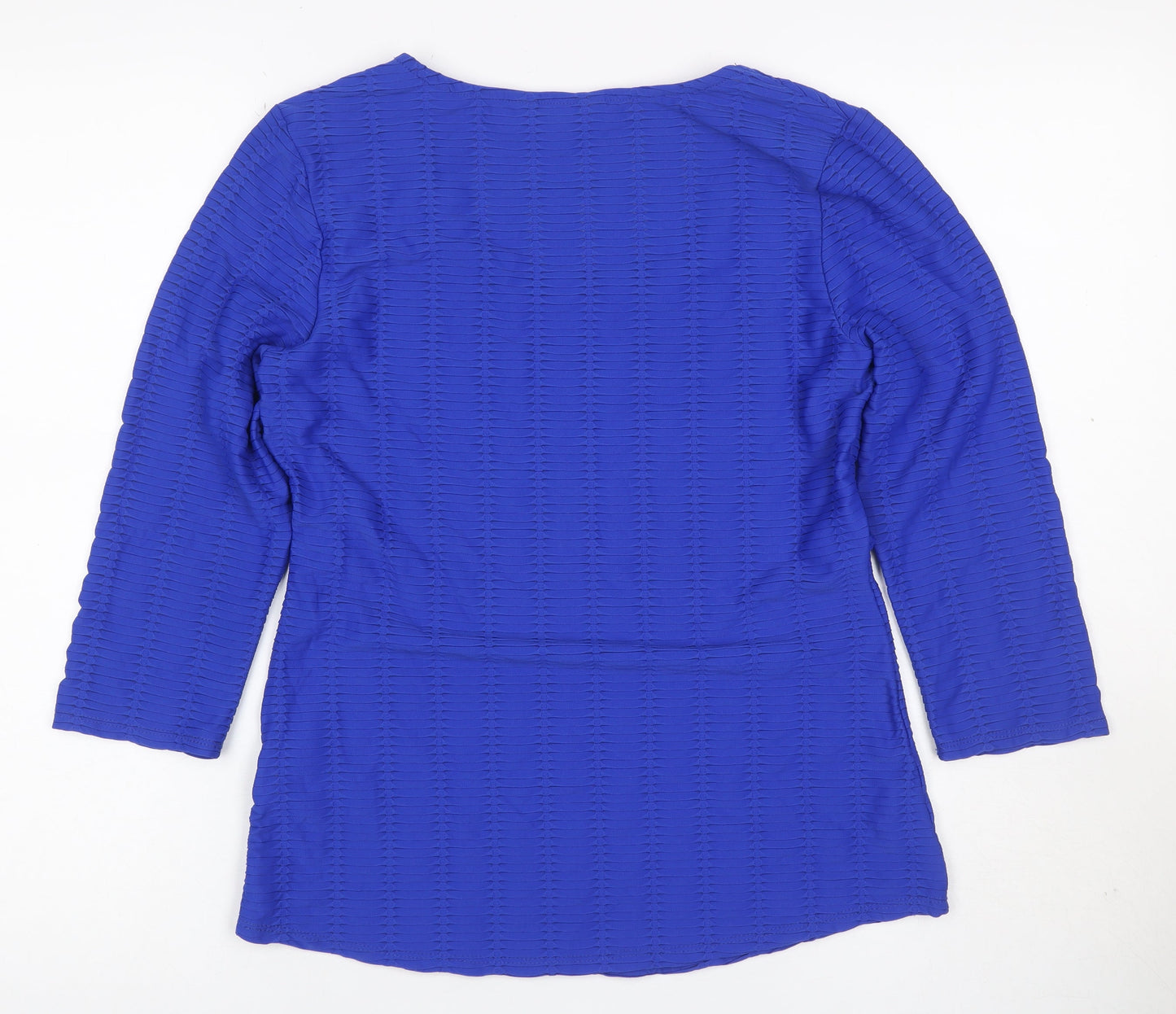 Per Una Women's Blue Size 12 Basic Textured Stretch Long Sleeve Blouse