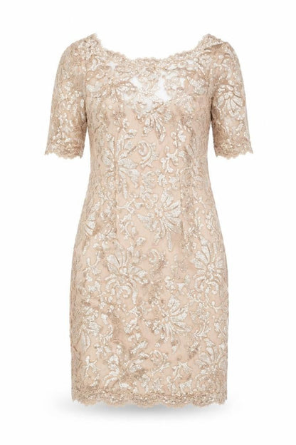 Montique Women’s Beige Sequin Lace Bodycon Mini Dress UK 10