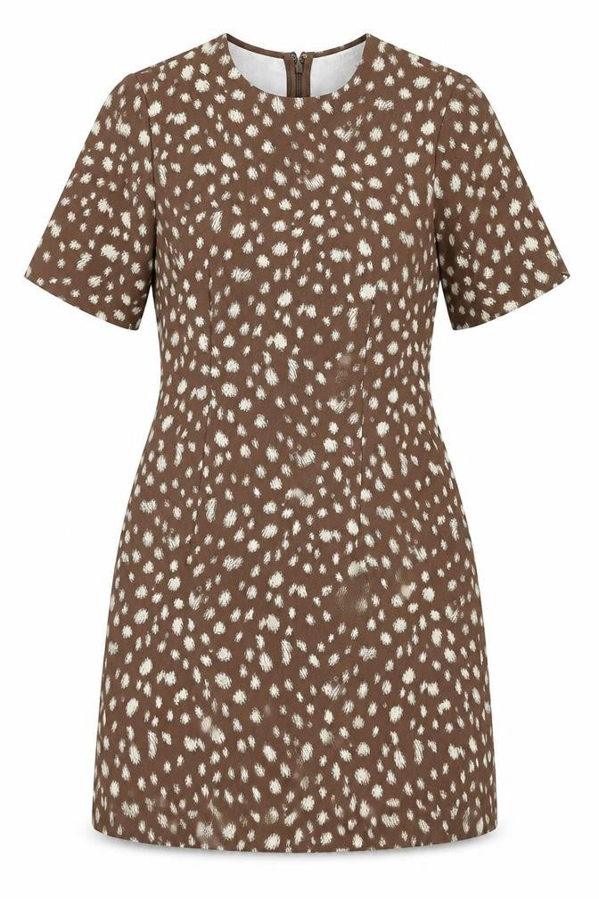 Marks & Spencer Women’s Brown Animal Print Fit & Flare Dress UK 10 Bell Sleeve