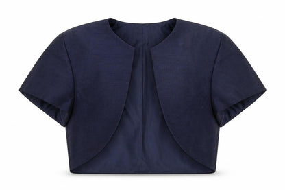 Front view of Roman Women Blue UK 12 Cropped Suit Jacket Lined Short Sleeve