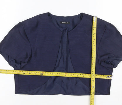 Close-up detail of Roman Women Blue UK 12 Cropped Suit Jacket Lined Short Sleeve