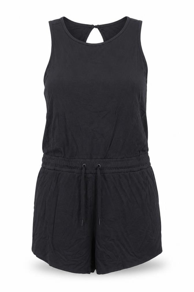 Goodmove Women Black Size 20 Modal Sleeveless Drawstring Romper Playsuit