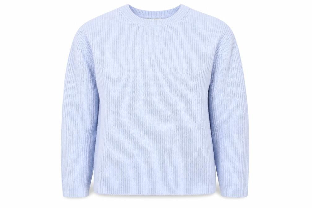 Marks & Spencer Women Blue M Crew Neck Rib Knit Jumper Long Sleeve