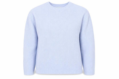 Marks & Spencer Women Blue M Crew Neck Rib Knit Jumper Long Sleeve