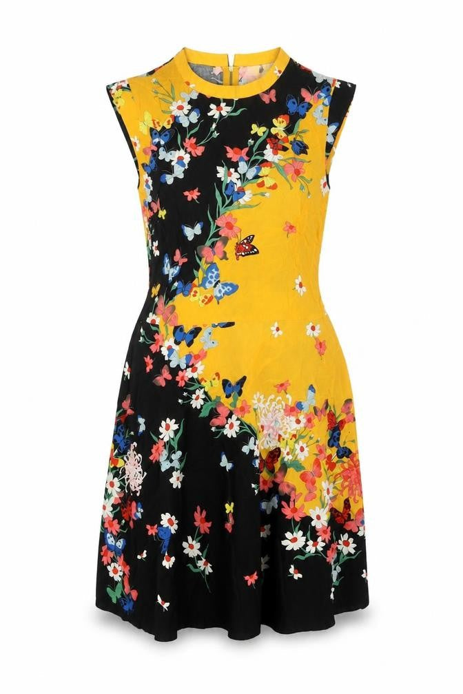 Oasis Women Multicoloured Floral Butterfly Size 10 Shift Knee Dress