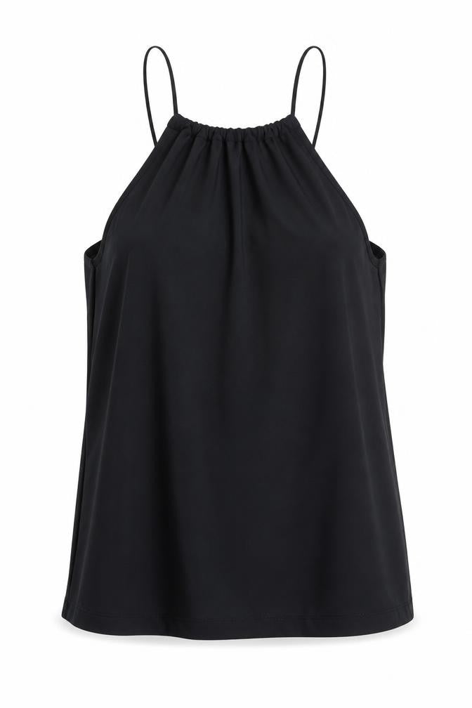 Slazenger Women Black UK 12 Ruched Spaghetti Strap Camisole Tank Top