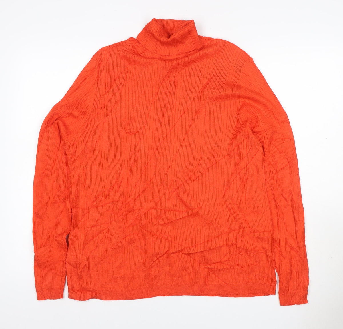 Marks & Spencer Women Orange UK 18 Ribbed Roll Neck Pullover Jumper