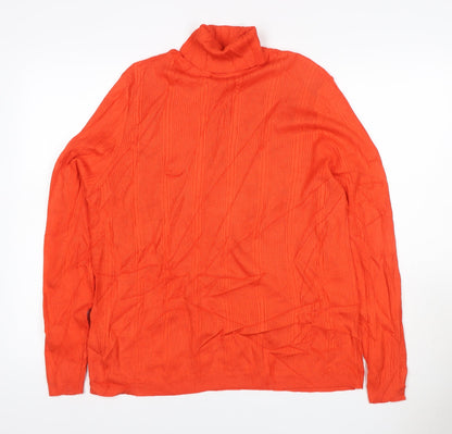 Marks & Spencer Women Orange UK 18 Ribbed Roll Neck Pullover Jumper
