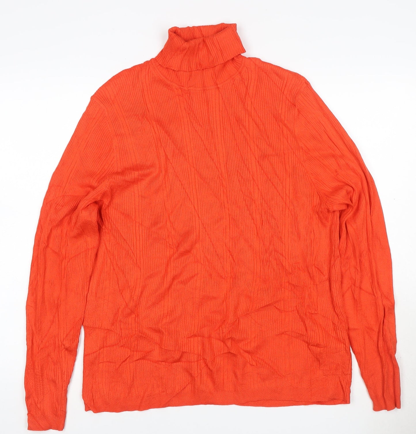Marks & Spencer Women Orange UK 18 Ribbed Roll Neck Pullover Jumper