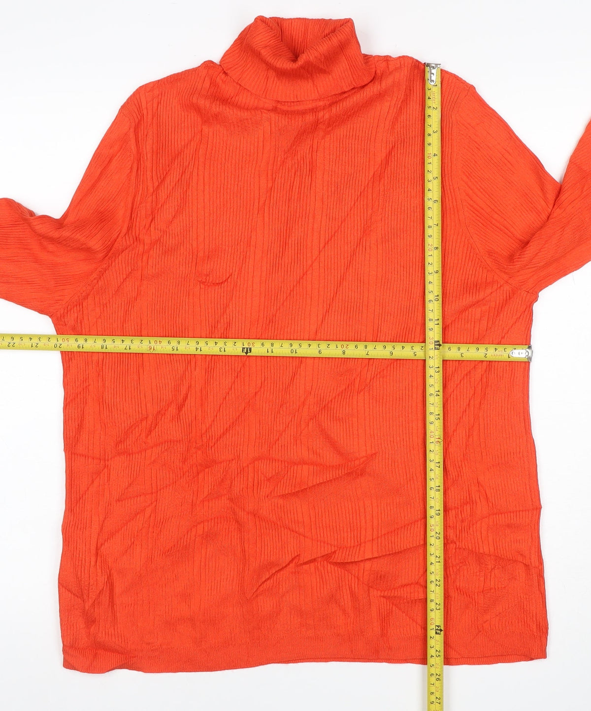 Marks & Spencer Women Orange UK 18 Ribbed Roll Neck Pullover Jumper