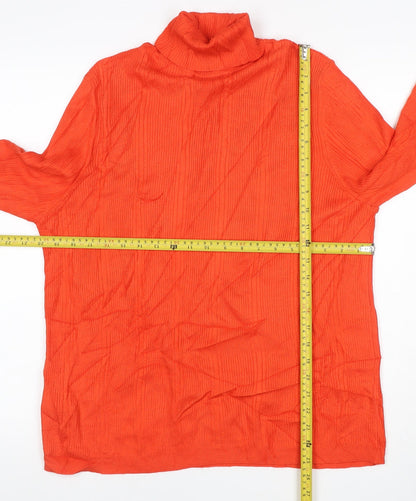 Marks & Spencer Women Orange UK 18 Ribbed Roll Neck Pullover Jumper