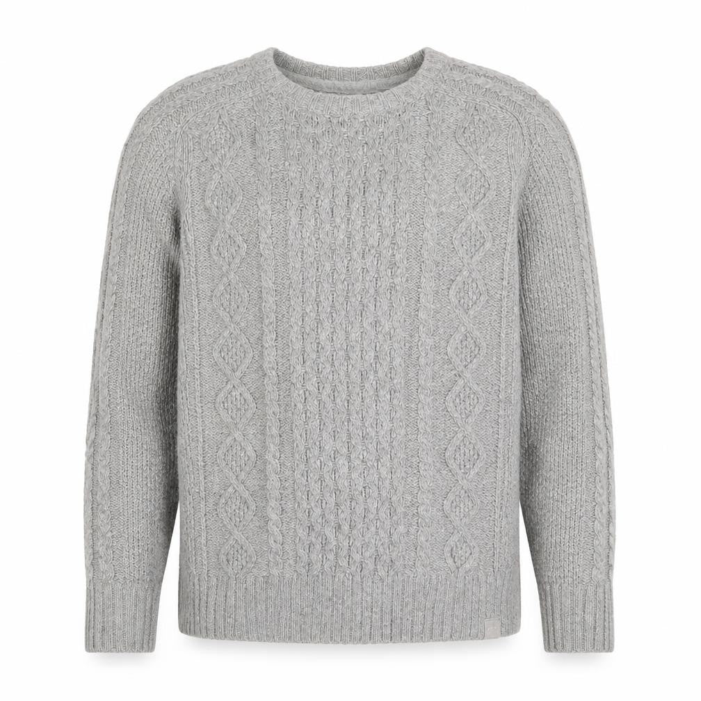 FatFace Women Grey M Cable Knit Cotton Crew Neck Pullover Jumper
