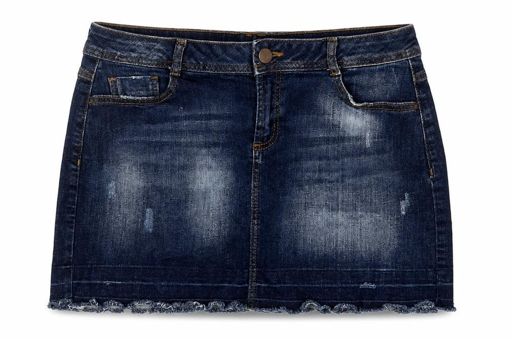 DP Denim Women’s Blue UK 12 Stretch Pencil Mini Skirt Raw Hem