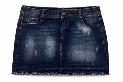 DP Denim Women’s Blue UK 12 Stretch Pencil Mini Skirt Raw Hem