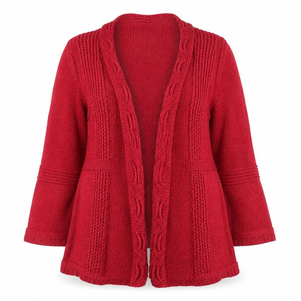 Marks & Spencer Women Red UK 12 Open Cable Knit Cotton Cardigan