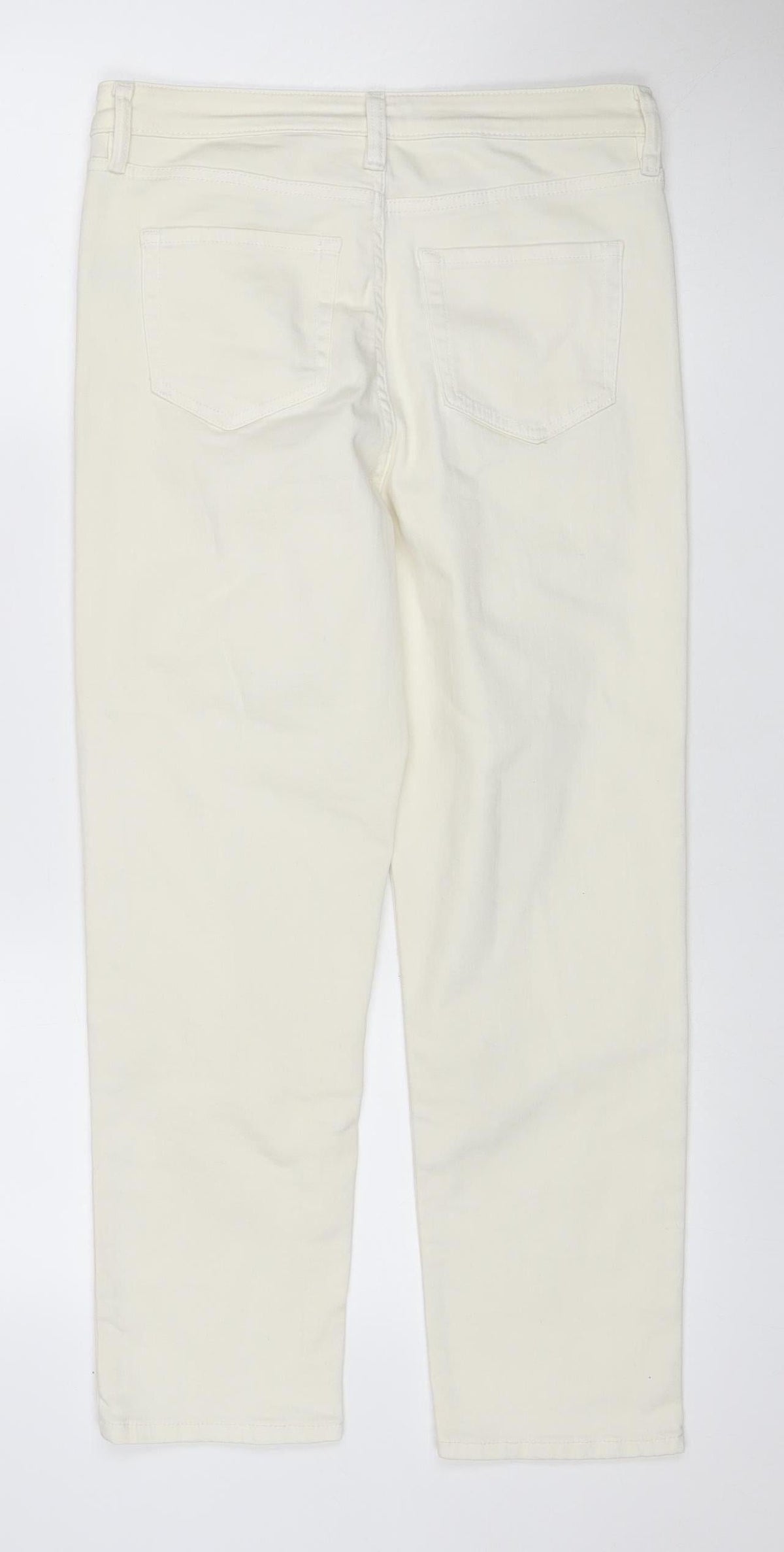 M&S Women Ivory Size 10 Short Straight Stretch Jeans 5 Pocket
