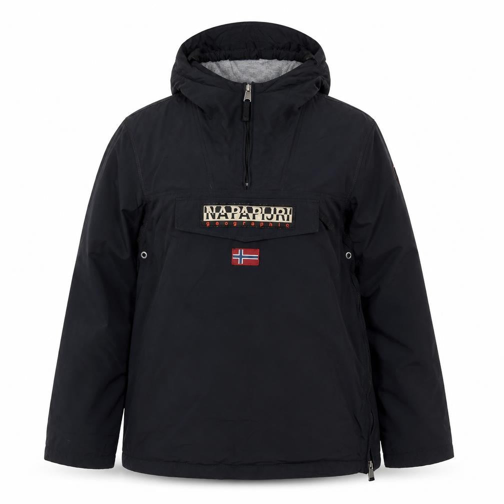 Napapijri Women’s Black UK 16 Hooded Fleece-Lined 1/4 Zip Anorak Jacket