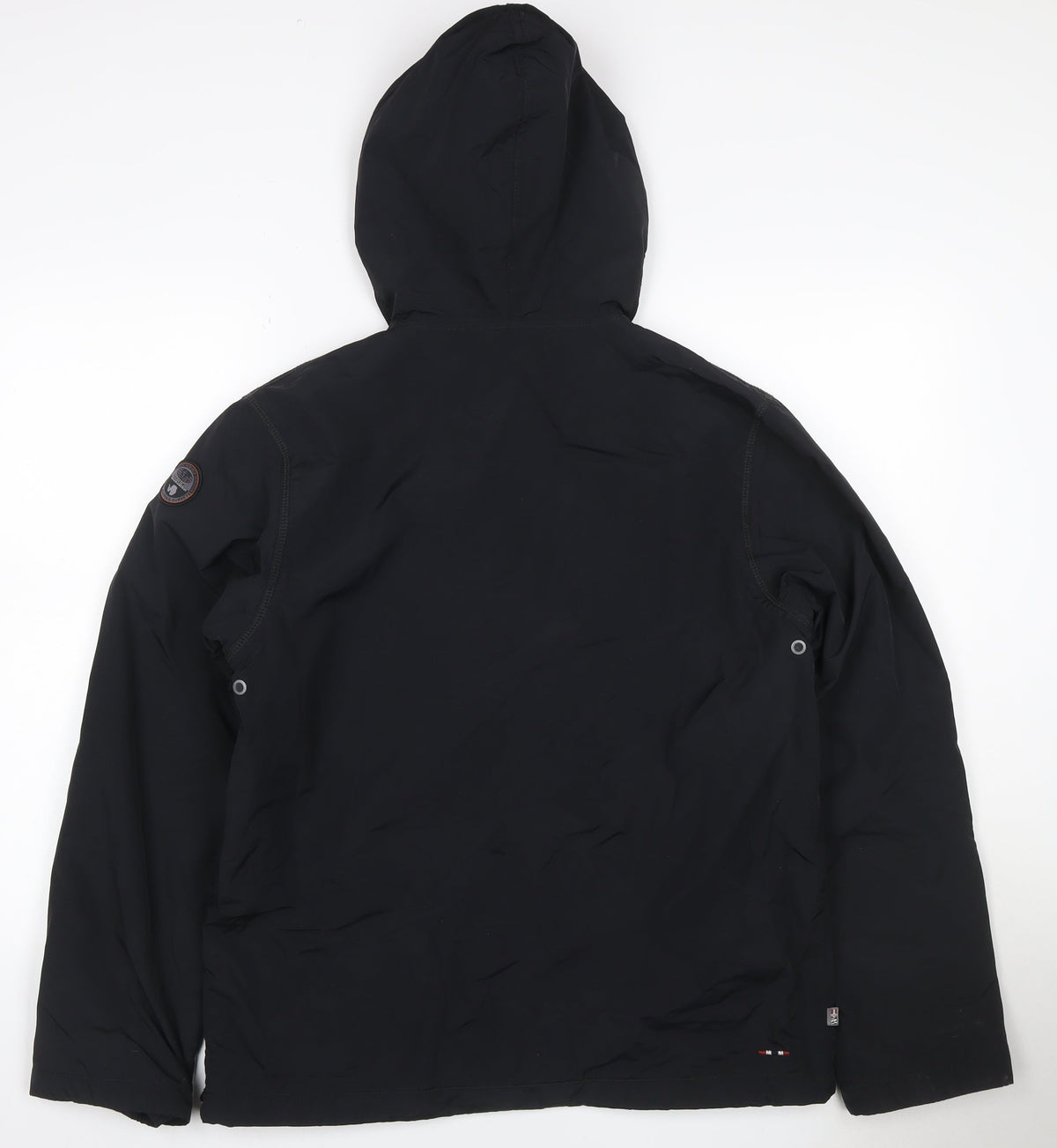 Napapijri Women’s Black UK 16 Hooded Fleece-Lined 1/4 Zip Anorak Jacket
