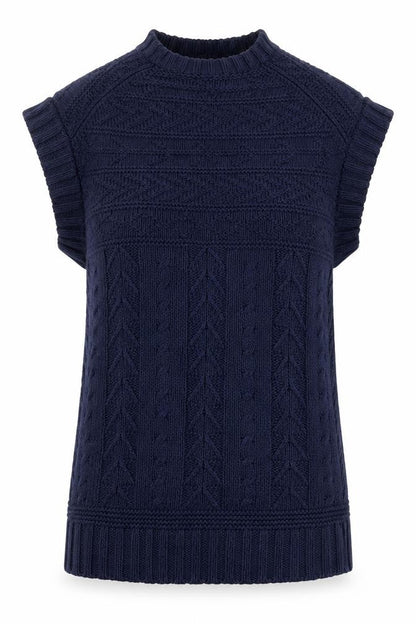 Polo Jeans Ralph Lauren Women Blue L Cable Knit High Neck Vest