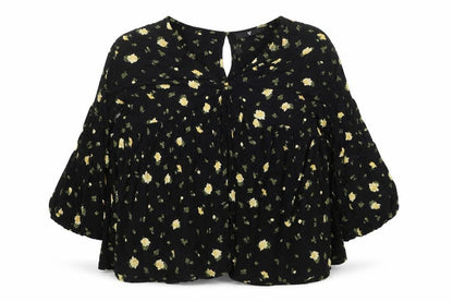 V by Very Women’s Black Floral Balloon Sleeve Blouse UK 20