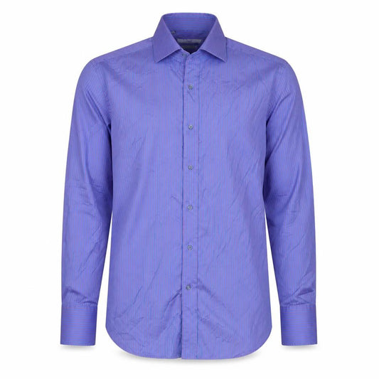 Next Men's Blue Pink Striped 16.5 Tailored Fit Cotton Shirt
