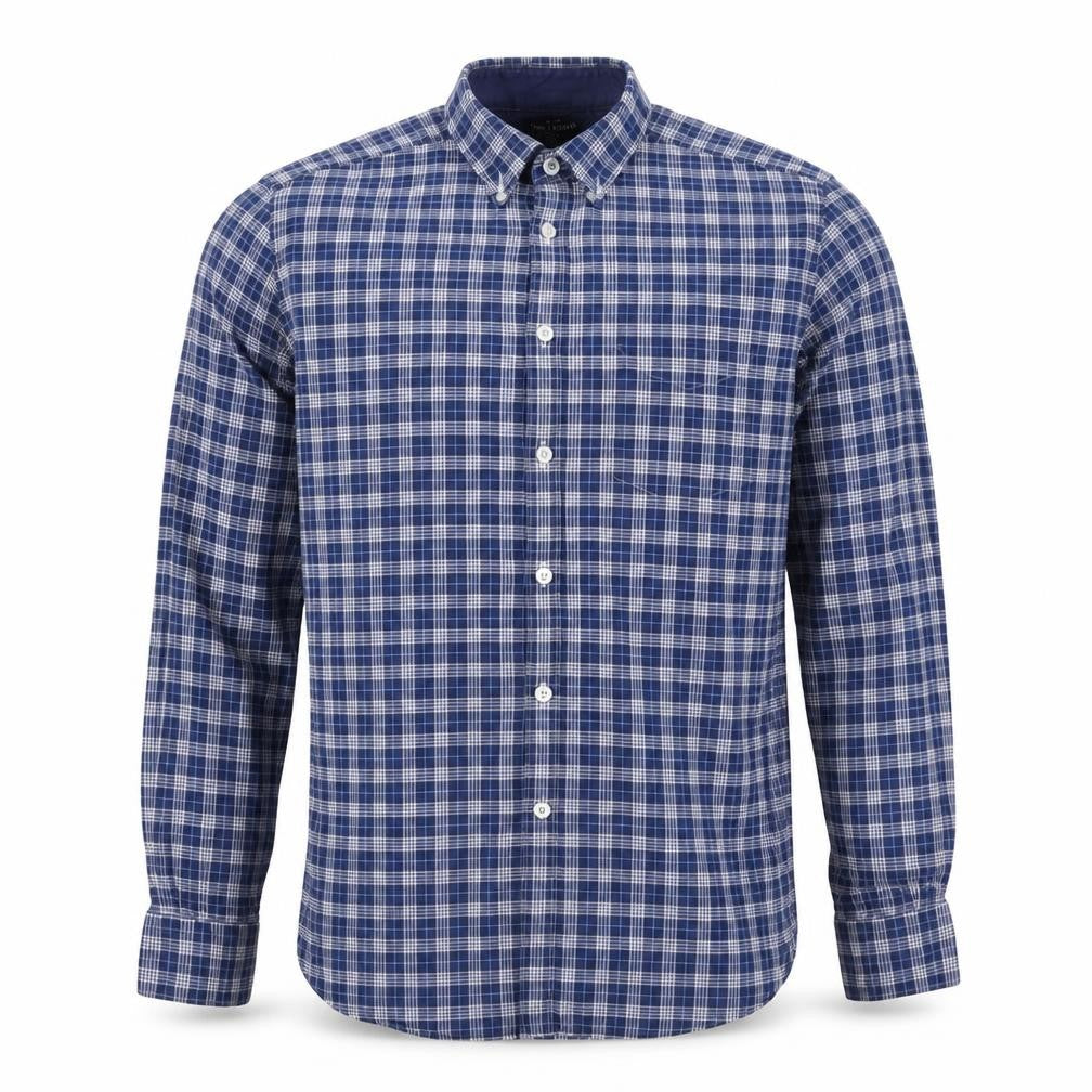 T.M. Lewin Men's Blue Plaid Egyptian Cotton Button-Down Shirt M